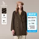 哈吉斯（HAZZYS）女装 冬季款女士羊毛/羊绒中长款宽松大衣女ABSSH0CDX02