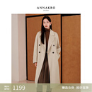 玖姿·安娜蔻【真我系列】极简通勤风羊毛双面呢大衣女冬季款 米色 L