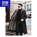 罗蒙（ROMON）皮毛一体派克服男士貂皮内胆中年大码连帽尼克服加厚外套大衣冬装 卡其色长*款尼克服 无毛*领衣长114厘米 L 110斤以内