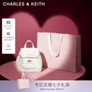 CHARLES&KEITH菱格大容量柔软背包书包双肩包包女包七夕礼物送女友CK2-60151400 Cream奶白色 S
