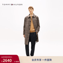 Tommy Hilfiger秋冬男装羊毛混纺复古商务通勤格纹宽松翻领中长大衣外套 驼色格纹0M7 L