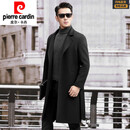 皮尔卡丹（pierre cardin）高端毛呢长款风衣外套新款时尚腰带呢子双面呢100%羊毛男士大衣 黑色 M 建议体重：105斤-120斤