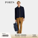 PORTS宝姿男装2026春夏新品夜空蓝亚麻翻领夹克 夜空蓝 M