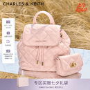 CHARLES&KEITH菱格大容量柔软背包书包双肩包包女包七夕礼物送女友CK2-60151400 粉红色Pink S
