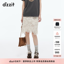 DZZIT地素半身裙2026夏新款浪漫花朵镂空不规则设计中裙子女3K2SA579B 米白色 M