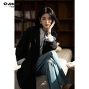Q ZHIHE韩系西装风衣外套女2026秋季新款休闲宽松显瘦小个子时尚百搭上衣 经典黑 S 105斤以下