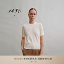 1436超精纺100+系列2024秋冬新品全成型工艺精纺圆领半袖女套衫40256 象牙白 L 165/88A