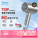 美的（Midea）8亿等离子护发电吹风 家用负离子护发吹风筒 1800W大功率快干吹风机FJ308银 七夕节日礼物