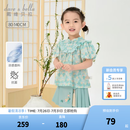 戴维贝拉（DAVE＆BELLA）儿童半裙套装凉感抗菌宝宝衣服国风小童汉服马面短裙夏季新款童装 花朵印花【现货】 110 cm（建议身高100-110cm）