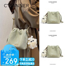 千百度（C.BANNER）牛皮包包女包水桶包轻奢链条单肩包斜挎生日礼物高级感送女友老婆