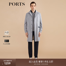 PORTS宝姿男装春夏新款浅灰中长风衣MM8T002MWO019 LT GREY L