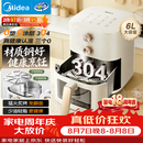 美的（Midea）空气炸锅2026新款 免翻面0涂层不锈钢空气炸锅蒸烤一体家用6L大容量多功能可视 KZE6086PRO
