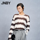 江南布衣（JNBY）【商场同款】26春夏新品T恤女圆领黑白条纹印花宽松长袖5Q4110760 016/黑白系 S