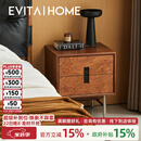 EVITA Home繁花床头柜中古家用卧室主卧老钱风树瘤皮智能收纳柜子小型置物柜 繁花床头柜2个