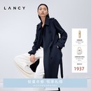 LANCY/朗姿2025春新款高级简约通勤风衣大衣女气质中长款外套 暮色藏蓝色 M