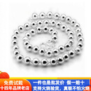 立大福999纯银项链女长版银珠圆珠子情侣毛衣链男士韩版足银佛珠炼 粗5毫米链长80cm约27克
