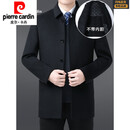 皮尔卡丹（pierre cardin）轻奢高端双面羊绒大衣男短款中老年爸爸装羊毛呢外套加肥加大码 黑色/不带内胆 S 165【建议90-110斤】