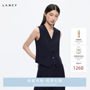 LANCY【羊毛蚕丝】LANCY/朗姿2026秋季新款气质西装马甲薄款无袖上衣女 暮色藏蓝色 2XL