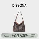 DISSONA【董洁同款】迪桑娜幸运锦囊女包hobo老花包单肩腋下包 棕色-小号
