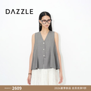 DAZZLE 地素2026年夏季V领假两件精纺拼接无袖连衣裙 中灰色 S