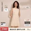 朗姿【艺术家系列】朗姿25莱赛尔法式塔克百褶连衣裙女2026年夏季新款 米白色 L