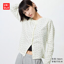 优衣库提花罗纹印花开衫/长袖女装485717 491601 485717/01乳白色(樱桃图案) M