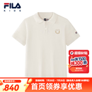 FILA迪士尼米奇合作系列儿童短袖2026年夏季新款男中大童上衣 鹭白-WT 175