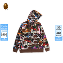 BAPE童装26年秋冬混合迷彩鲨鱼连帽卫衣开衫外套001156R 彩色MLX 160