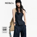 MO&Co.上衣2026秋新品轻薄丝光原牛牛仔抹胸吊带时装收腰短款MBF3TOP012 牛仔蓝色 S /160