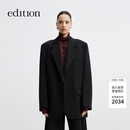 edition西装外套复古男友风宽肩廓形女绅士西服通勤 黑色 XS