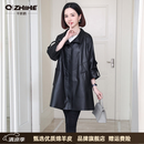 Q ZHIHE品牌时尚真皮皮衣女2026秋季新款绵羊皮风衣设计感中长宽松外套 黑色 M 建议125斤内
