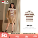 FILA 斐乐杨幂同款女子编织衫2026秋新款时尚休闲修身上衣短袖POLO衫 钛白色-IV M 165/84A/M
