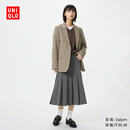 优衣库宽褶中裙女装/半身裙裙子488364 490693 490693/08深灰色 M