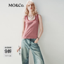 MO&Co.【active系列】背心2026秋新品经典条纹U领撞边短款MBF3VET001 红白条色 M /165