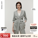 朗姿【三醋酸Basic衣橱】法式西服外套女夏新款通勤高端西装 玛瑙灰色2 L