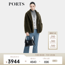 PORTS宝姿宝姿商场同款秋季新款女装皮草大衣LD9U071QZW016 橄榄绿 XS