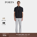 PORTS宝姿男装2025春夏新品莱赛尔混纺V形纹罗纹立领拉链休闲马甲 黑色 2XL