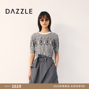 DAZZLE地素【周四上新】2026秋季T字版型小花苞中袖针织提花套头衫 中灰色 XS 155/80A
