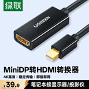 绿联 Mini DP转HDMI转换器线4K迷你DP雷电2转接头 适用苹果微软Surface电脑显卡接显示器投影仪40360