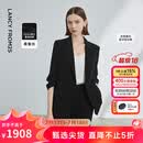 朗姿【律师系列】桑蚕丝职业正装气质西服夏季新款商务西装 黑色 M