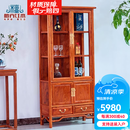 檀卉红木家具非洲花梨【学名：刺猬紫檀】实木中式酒柜多层餐边柜储物柜展示柜摆酒架置物架玻璃柜 珍藏款长82*宽38*高176【单个】