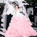 TWJU照相馆主题婚纱新款花神花仙子感拖尾彩纱外景旅拍情侣摄影礼服 图6婚纱+裙撑 均码 专供照相馆