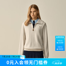 ELAND衣恋卫衣女长袖翻领拉链半开衫上衣新款 燕麦色(33)OATMEAL S /160