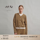 1436珍稀小山羊绒秋冬精纺V领四平空转女士纯羊绒开衫 棕驼 2XL 175/96A