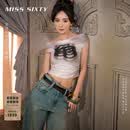 MISS SIXTY【杨幂同款】2026夏季新款含汉麻牛仔裤多撞钉直筒裤 浅灰蓝 24