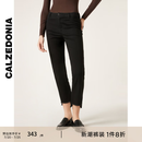Calzedonia卡泽意袜亚洲限定不规则毛边牛仔裤九分裤子女MODP064A 黑色-3293 S