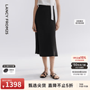 朗姿【王楚然同款 高智衣橱】朗姿气质夏季新款a字鱼尾半身裙 黑色 L