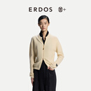 ERDOS【善+系列初绒】26早秋圆领装饰单畦宽松双拉链女开衫羊绒衫 浅春黄 M 165/84A