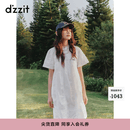 DZZIT地素连衣裙夏季娃娃领花边白色短袖裙子女3J2O4391B 白色 M