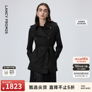 朗姿【Basic衣橱】朗姿25法式复古正肩高级感气质外套设计秋新款风衣 黑色 S